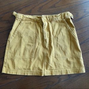 Yellow mini jean skirt with adjustable waist